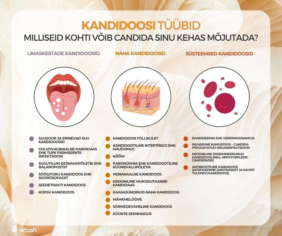 ECOSH_Kandidoosi_tüübid_milliseid_kohti_võib_pärmseen_Candida_albicans_sinu_kehas_mõjutada