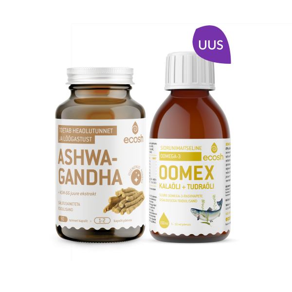 TASAKAALUKOMBO: Ashwagandha (N90) + Oomex kalaõli tudraõliga (150ml)