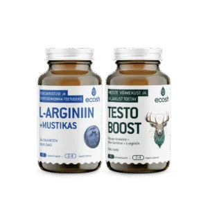 MEHE ELUJÕU KOMBO : L-arginiin+mustikas (90 kapslit) ja Testoboost (90 kapslit)