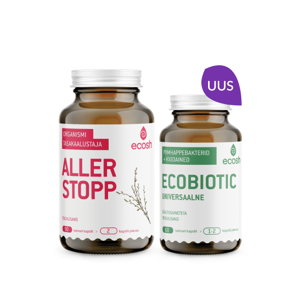 ALLERGIA ENNETUSE KOMBO: Aller Stopp ja Ecobiotic universaalne piimhappebakterid + kiudained