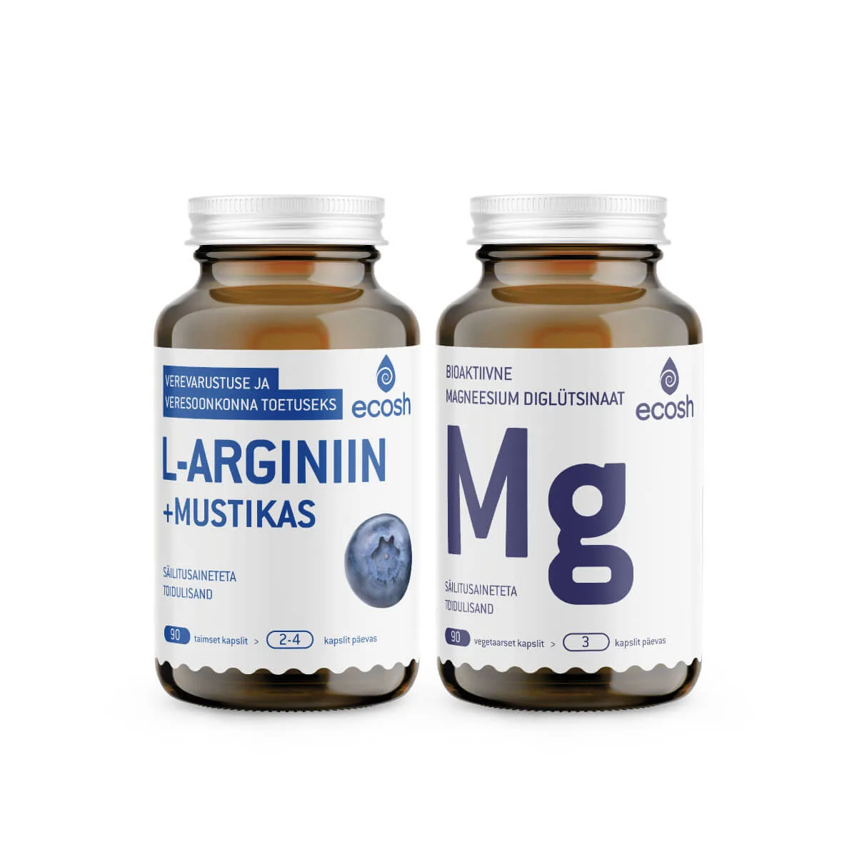 AKTIIVSUSE KOMBO: L-arginiin + mustikas (90 kapslit) + Magneesium glütsinaat (90 kapslit)