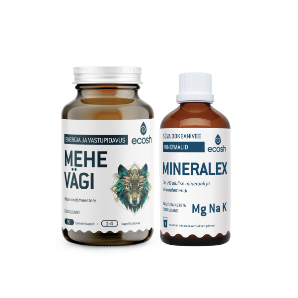 MEHE ELUJÕUKOMBO: Mehe Vägi (90 kapslit) + Mineralex (100 ml)