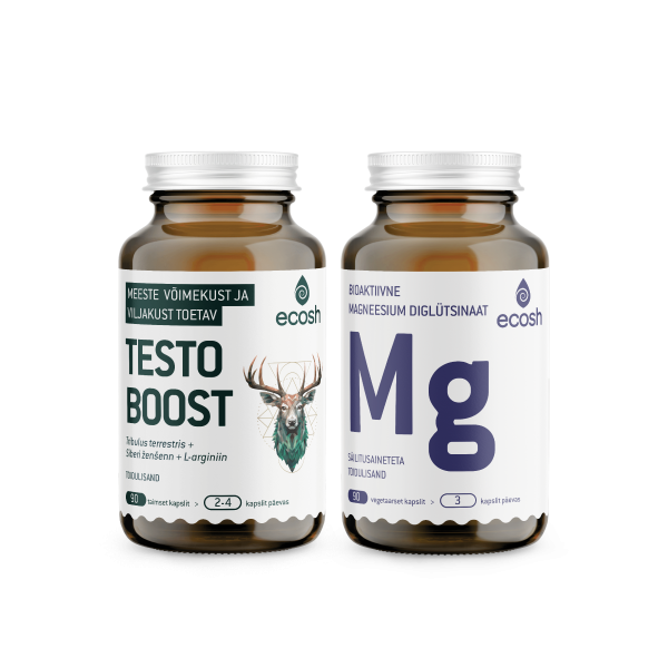 MEHE VASTUPIDAVUSE KOMBO: Testoboost (90 kapslit) + Magneesium glütsinaat (90 kapslit)