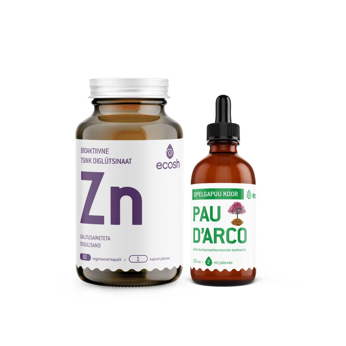 VIIRUSTEVASTANE KOMBO: Tsink diglütsinaat (90 kapslit) + Pau d’Arco sipelgapuu koore tilgad (50 ml)